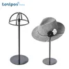 Support de chapeau en métal noir support de rehausseur de chapeau en acier inoxydable doré magasin de vêtements présentoir de chapeau accessoires d'affichage de capuchon en métal argenté de haute qualité