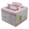Gift Wrap DHL 5.3''x5.3''x3.9'' Birthday Party Cake Bake Cookies Packaging Boxes With Handle Delicate Wedding