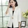blazer profissional senhoras feminino 2018 nova moda temperamento verão meia luva mulheres jaqueta fina Office Plus casaco formal de tamanho LY191122