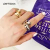Peri'Sbox Gold Verklaring Dome Ring voor Vrouwen Grote Groot Open Vinger Ring Chunky Dome Wide Jewelry New Hot