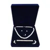 19x19x4cm velvet jewelry set box long pearl necklace box gift box display high quality blue color