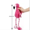 Rosa Flamingo Shape Pet Dogs Toy Interactive Plush Velvet Pet Puppy Chew Squeaky Sound Toys With Cotton Rope