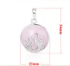 qimoshi mignon cristal double chat play double côté pendentif collier de pierre naturelle couple de lune bijoux cadeau animal femelle