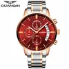 Relogio Masculino Mens Watches Top Brand Luxury Guanqin Chronograph Luminous ClockMen Sport Stainless Steel Quartz Wrist Watch320J