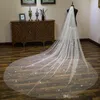 Veli da sposa lucidi Paillettes Perline Singolo Strato Maggiore Perline 3M Velo da sposa Abiti a testa lunga su misura268O