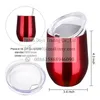 12oz Stemless Eggshell Mug Stainless Steel Wine Glasses with Lid Unbreakable Wedding party Print Style Coffee Tumblers Drinkware WWQ