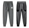 2021 Män Tjock Fleece Jogger Byxor Casual Byxor Man Vinter Varm Velvet Sweatpants Tracksuit Black Grey