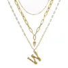Collar de diseño de joyería de diseño de lujo de las mujeres de oro cadenas de hielo collar de letra inicial collares de múltiples capas gargantilla NE976-2