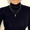 Multilayer Juses Cross pendant Necklace Gold chain Chokers necklaces woomen fashion jewelry will and sandy