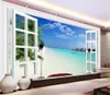 Papel pintado 3d Mediterráneo ventana 3D paisaje sala de estar dormitorio Fondo decoración de pared Mural papel tapiz