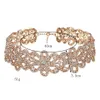 fashion designer luxury super glittering full rhinestone diamond crystal beautiful flower choker statement necklace for woman 313m