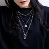 Collana con croce quadrata in metallo punk gotico libero Collana a più strati a catena lunga hip-hop per regali di gioielli da donna