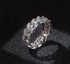 Män isade ut 360 Eternity 8mm kubanska länk Bing Rings Micro Pave Cubic Zirconia Simulated Diamonds Cuabn Ring224w
