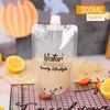 Sachet de boisson jetable lettres de jus imprimé jus de fruits sachet de thé au lait avec buse 300 ml/400 ml/500 ml sachets de thé au lait de jus