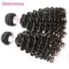 Wefts Glamourous Virgin Brazilian Deep Wave Curly Human Hair Extensions 834inch安いペルーマレーシアのインドの人間の髪織りの束