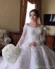 Dubaï Arabe Designer De Luxe Robes De Mariée Hors Épaule Dentelle Bijoux Cristaux De Mariage Robes De Mariée Avec Manches Longues En Dentelle Robes De Mariée