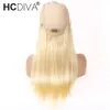 Brésilienne Blonde Blonde Cheveux Avant de Lacet Perruques Couleur 613 # Droite Épaisse Sans Colle Plein Dentelle Perruques De Cheveux Humains Avec Des Cheveux De Bébé Densité 130%