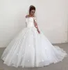 Abito da sposa con applicazioni di pizzo floreale 3D Collo a spalle scoperte Mezze maniche Abito da ballo Abiti da sposa Taglie forti Vestidos De Novia AL2694