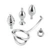 Anal Hook Butt Plugs Set 5st Set Metal rostfritt stål Anal Hook Delay Ring A094