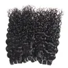 Ishow Indien Bundles de Cheveux Humains Trame Gros Péruvien Brésilien Vierge Extensions de Cheveux Vague d'Eau 4 pcs 8-28 pouces Avec Dentelle Frontale Fermeture pour Femmes Jet Noir