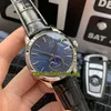 version Ultra-thin Moon Phase Enamel Master Series Q13635E1 Blue Dial 2824-2 Automatic Mens Watch Steel Case Leather Luxury W2400