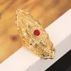 Red Zirconia Adjustable Size Wedding Gold Color Flower Band Heart Rings For Women Ethiopian Somali Kuwait Fashion Rings
