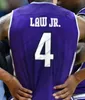 Jam Custom Northwestern College Basketball Purple White qualquer nome Número 4 Vic Law Jr.