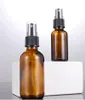 15ml 30ml 50ml Amber Glass Lotion Pump Flaska Essential Oil Flaskor Kvinnor Makeup Tools Förpackning Refillerbar Resor Bärbar med Skruvlock