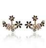 Colorful Crystals Flowers Stud Earrings for Spring Jewelry Back Ear Cuffs Womens Stud Earring Crystal Cuff Climber