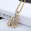 Plaqué or 18 carats CZ cubique zircone punk dessin animé petit homme pendentif chaîne collier hip hop rappeur rock bijoux cadeaux pour hommes femmes en gros