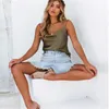 Summer Casual Women's Blouse Women Tops V-Neck Solid Satin Sleeveless Backless Sexy Camis Shirts Feminino Casual