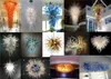 Morden Mavi Ağız Üflemeli Cam Avize Sanat Dekorasyonu Murano Kristal Kolye Lambaları Düğün Dekorasyonu için