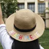 Mère et fille seau chapeau paille Sunhat été plage chapeau de soleil mot casquettes de pêche maman femmes enfants enfants lettre mode chapeaux de pêcheur