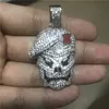 Joyería de Hip Hop Micro Pave Black Ops esqueleto cráneo colgante collares plata circón cúbico helado joyería de circón regalo masculino 284Q