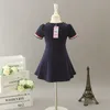 Tjejer designer klänningar sommar barn blomma stripe bågar bomull prinsessa klänning märke barn kläder barn kortärmad klänning y2816