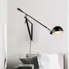 Pared nórdica+lámparas Lámpara de pared LED de hierro Art Deco para el dormitorio Luz de la luz Apliques de la pared Lámpara larga rotatable E27 Lámpara