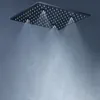 세트 욕실 검은 샤워 시스템 16 인치/20 인치 천장 스파 미스트 강우 샤워 헤드 패널 3Way 온도 조절기 믹서 LED 샤워 수도럽
