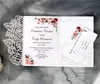 Rose Trifold laserowe zaproszenia ślubne Pearl Shimmy Pocket Wedding Zaproszenie Burgundowe Karty zaproszenia ślubne z paskiem 5319062