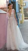 Robes de mariée en dentelle élégantes bretelles spaghetti 2020 Illusion Applique froncé longueur de plancher plage d'été une ligne robes de mariée de mariage BC2399