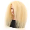 HCDIV 613 Lingt Blonde Kinky Rak Lace Front Paryks Brasilianska Virgin Raw Human Hair Wigs 13 * 4 Transparent Lace Front 150% Densitet KS 63