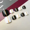 J-46 black and white metal wire glue type toenail with manicure fake nail patch
