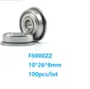 100 pçs / lote F6000ZZ F6000 ZZ F6000Z F6000-ZZ 10x26x8mm flange rolamento de esferas sulco profundo 10 * 26 * 8mm