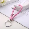 30 color Leather Braided Woven Keychain Rope Rings Fit DIY Circle Pendant Key Chains Holder Car Keyrings Jewelry accessories in Bulk JXW917