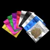 100pcs 7.5*10cm Flat Matte Clear Plastic Zip Lock Aluminum Foil Food Packaging Bag Retail Coffee Tea Smell Proof Storage Zipper Top Bags