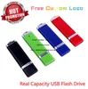 Partihandel plast ljusform Svart USB-flash-enhet 16g Red Memory Stick Pen Drive Green Pendrive 1/2/4/21/24 / 64 / 128gb Gratis anpassad logotyp