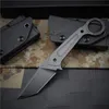 High Quality EDC Survival Straight Knife DC53 Stone Wash Tanto Blade Full Tang Steel Handle Fixed Blades Knives With Kydex