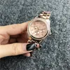 34 mm Fashion Crystal Inlay Clock Dial Rostfritt stål Watchband Women's Quartz Watches Fake 3-Eye Fashion Design Women'261L