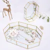 DDISPlayGeometric Polygon rétro bijoux disque Creative Glass Bray avec base de miroir personnaliser l'organisateur d'affichage en verre cosmétique346g