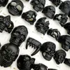 Fashion newest 30pcs/lot Gothic Punk Skull band Rings black Tough Guy retro mix Styles Men's Women's Jewelry Gift(size:18mm-23mm)