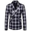 2019 New Mens Paild Blazers 3 색 영국 스타일 슬림 피트 옷깃 넥 캐주얼 정장 탑 플러스 사이즈 M - 4XL248r